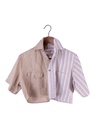 Chemise Gaëlle cropped bicolore beige
