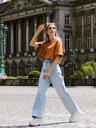 T-shirt cropped bicolore ocre