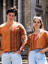 T-shirt cropped bicolore ocre