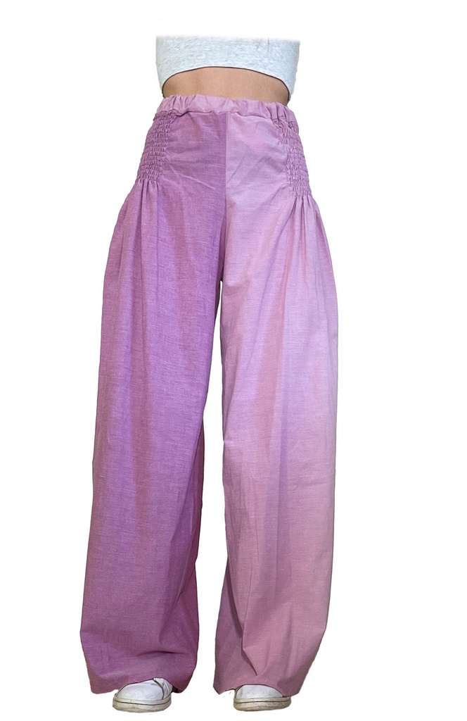 Pantalon Aude rose asymétrique