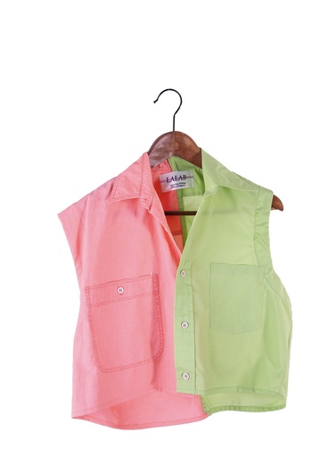 [Gaëlle 29] Chemise Gaëlle cropped bicolore rose et verte