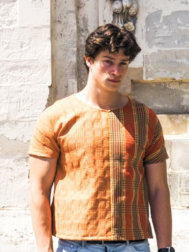 [T-shirt 03] T-shirt unisexe bicolore ocre