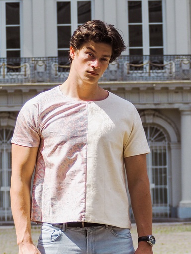 [T-shirt 7] T-shirt unisexe bicolore crème 