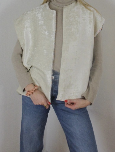 [Agathe 20] Veste Agathe sans manches réversible beige multicolore